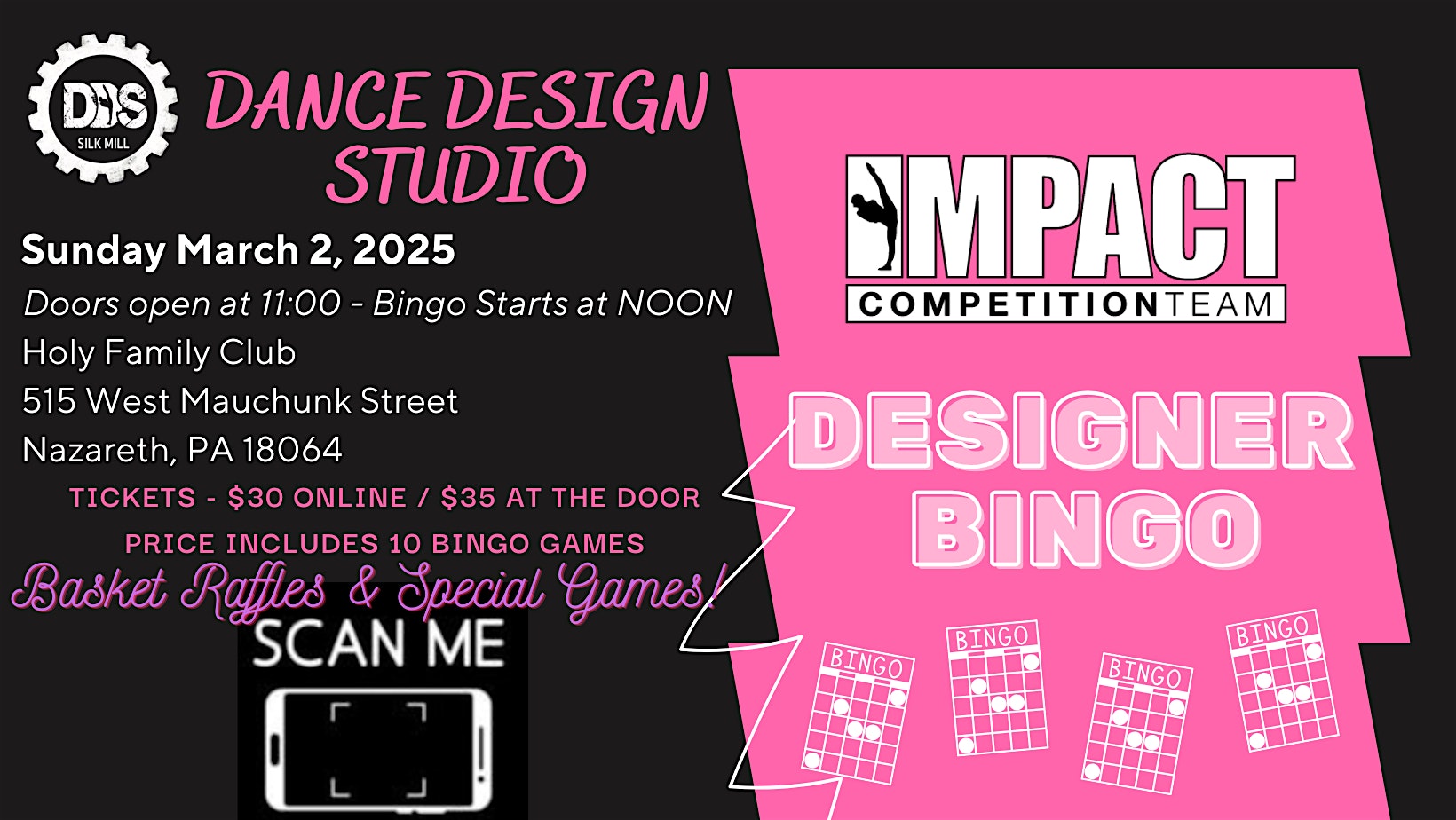 2025 Dance Design Studio IMPACT Dancers Designer Bingo – Nazareth, PA