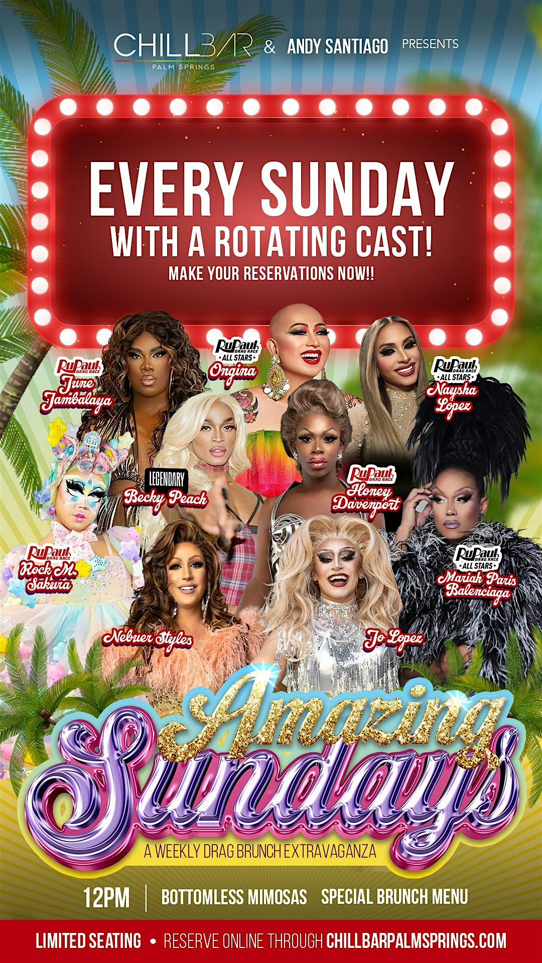 AMAZING SUNDAYS DRAG BRUNCH at CHILL BAR PALM SPRINGS – Palm Springs, CA