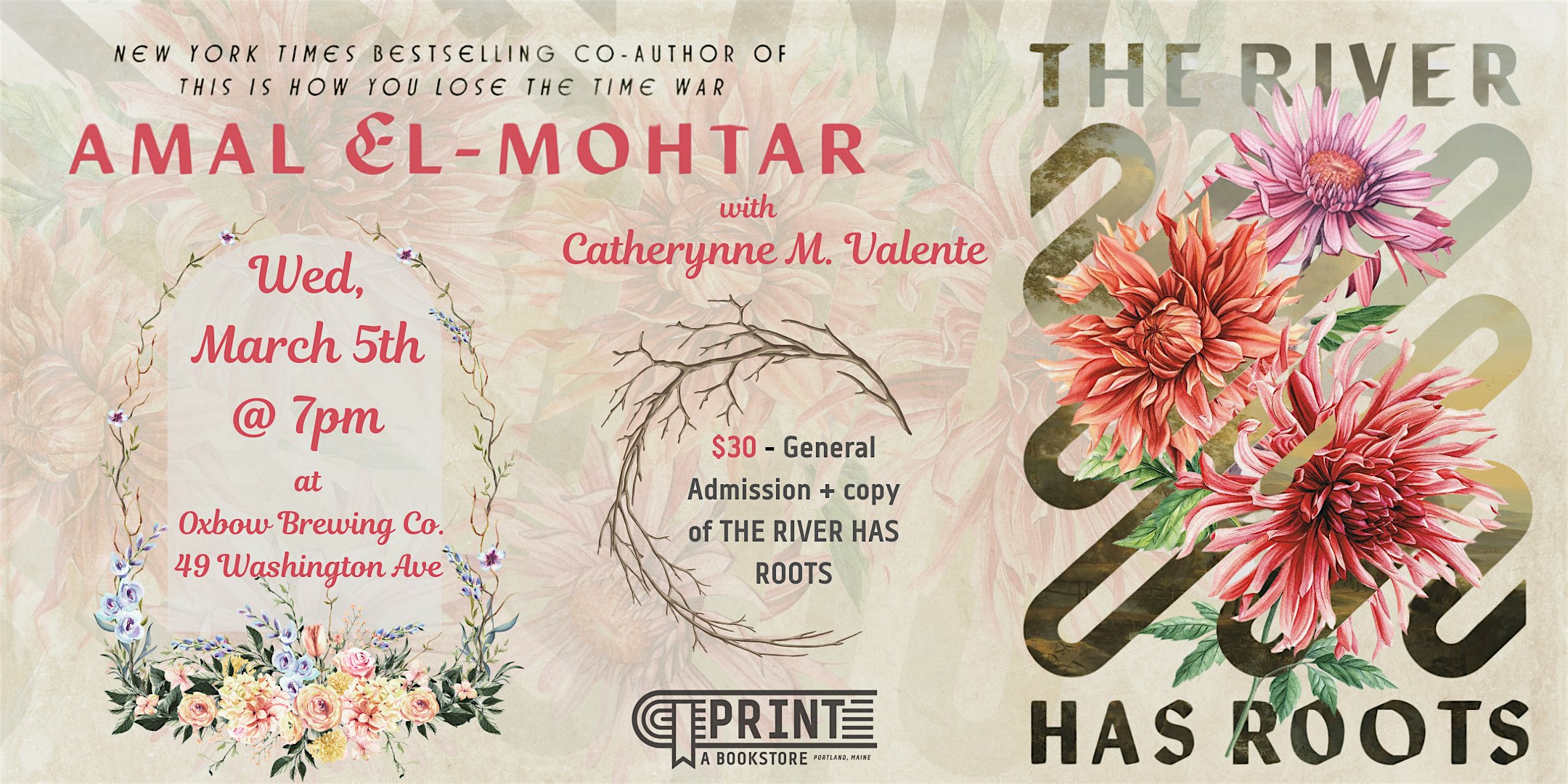 Amal El-Mohtar presents THE RIVER HAS ROOTS with Catherynne M. Valente – Portland, ME