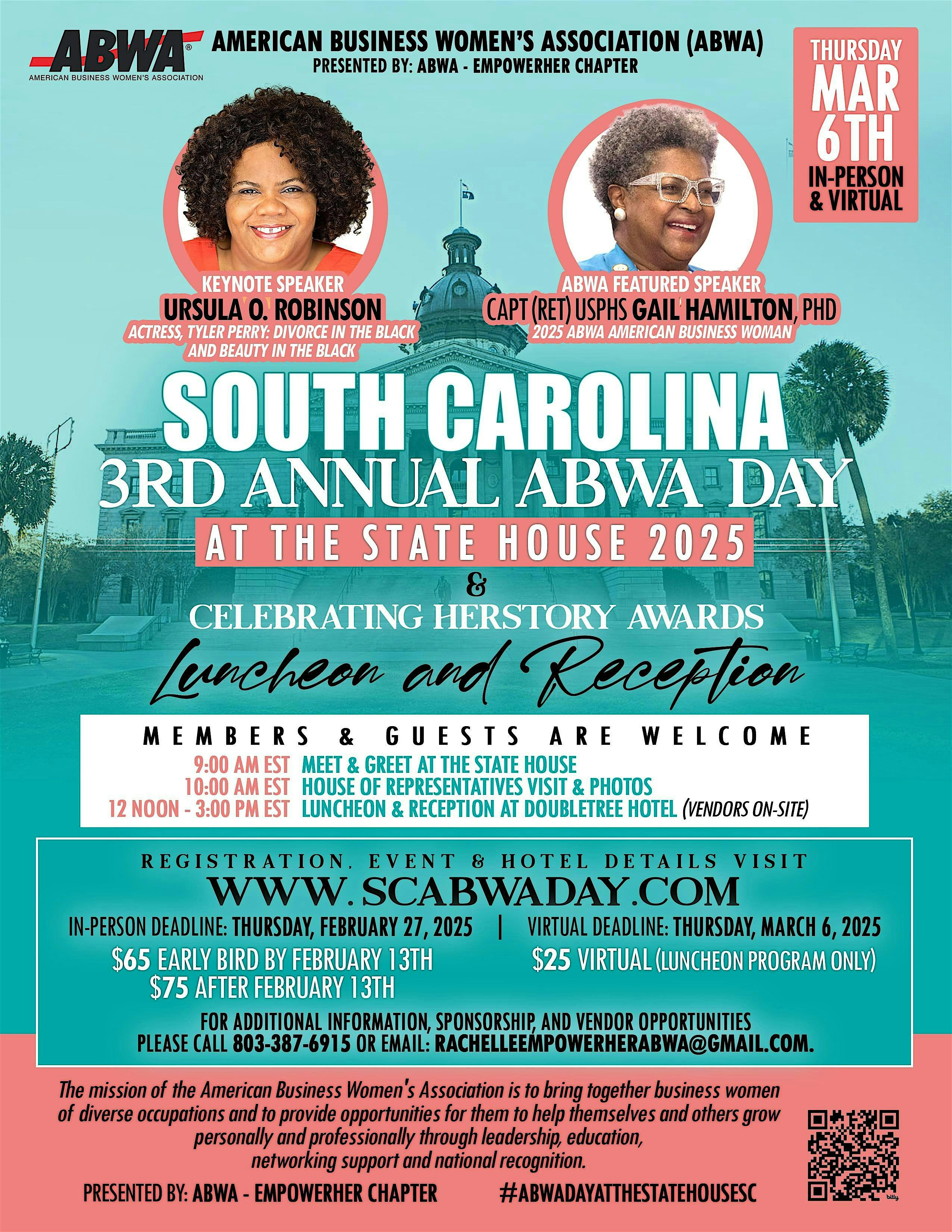 2025 SC ABWA Day at the State House & Celebrating HERstory Award Luncheon – Columbia, SC