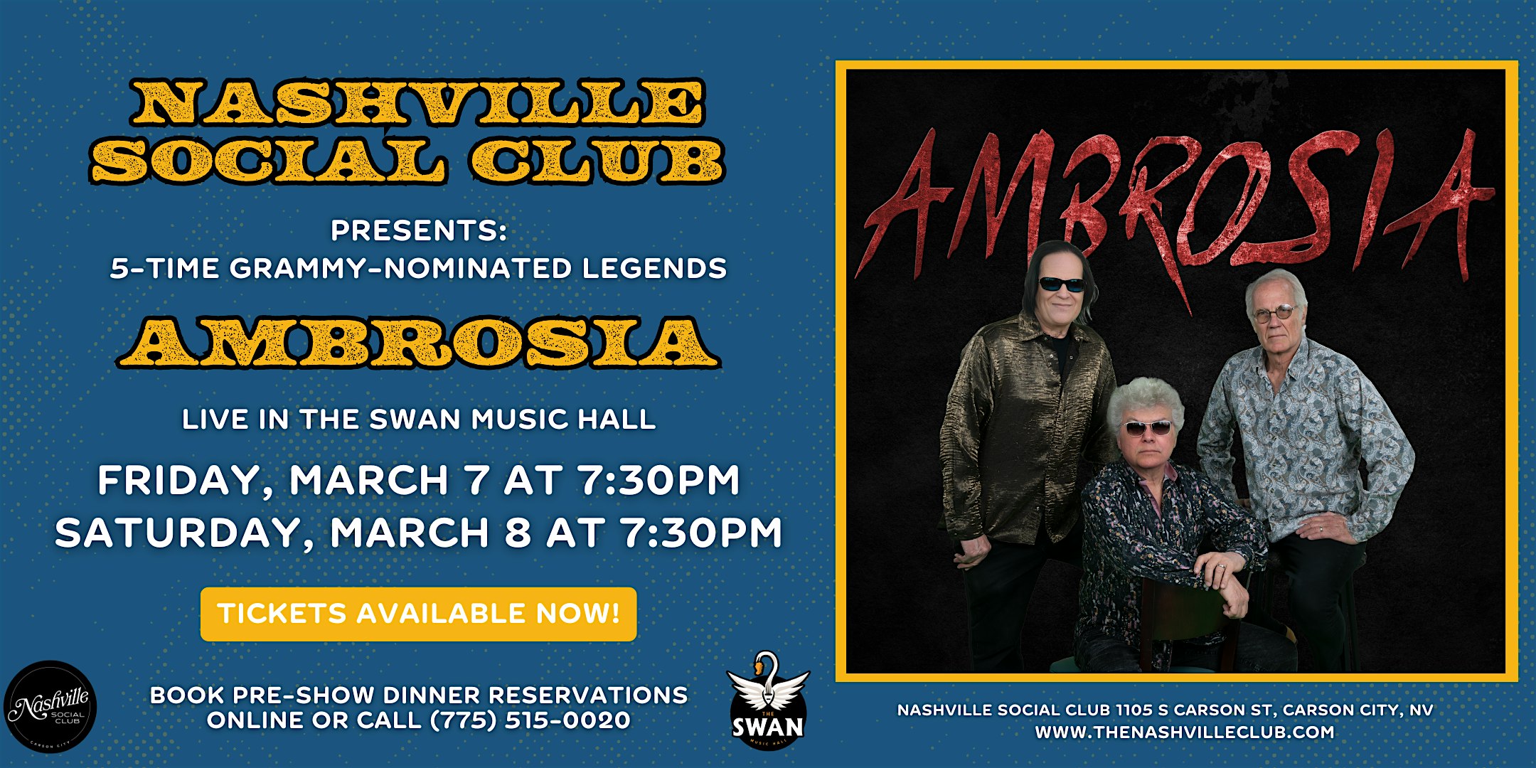 An Evening with Ambrosia: Grammy-Nominated Legends Live in Carson City – Carson City, NV