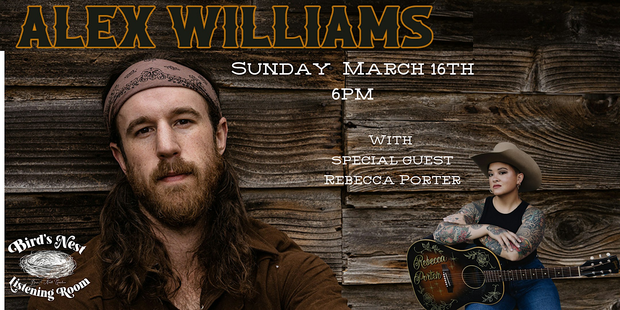 Alex Williams w/ Rebecca Porter at Bird’s Nest Listening Room – Dunn NC – Dunn, NC