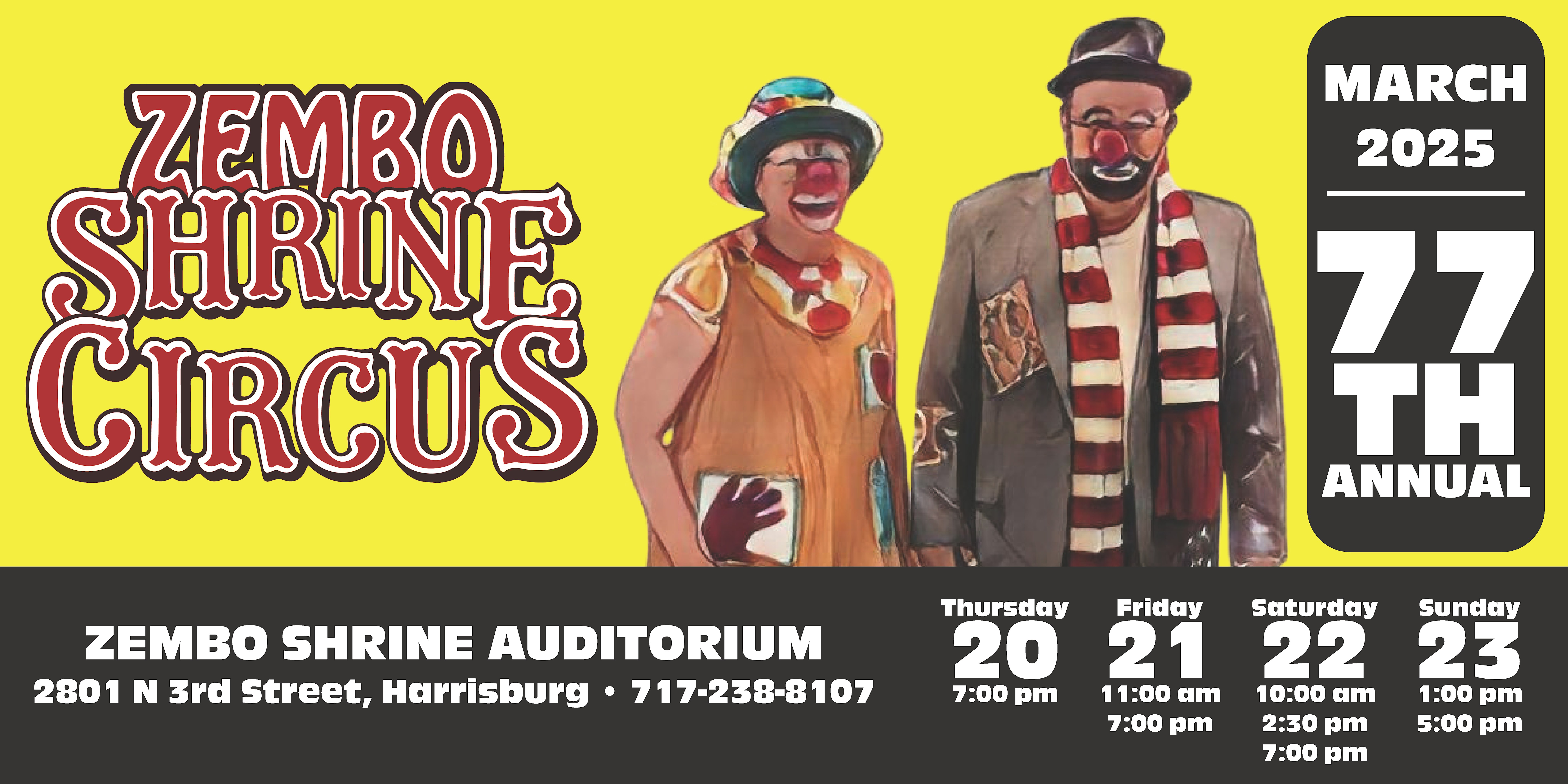 77th Annual Zembo Shrine Circus (Thursday, March 20th, Evening Show) – Harrisburg, PA