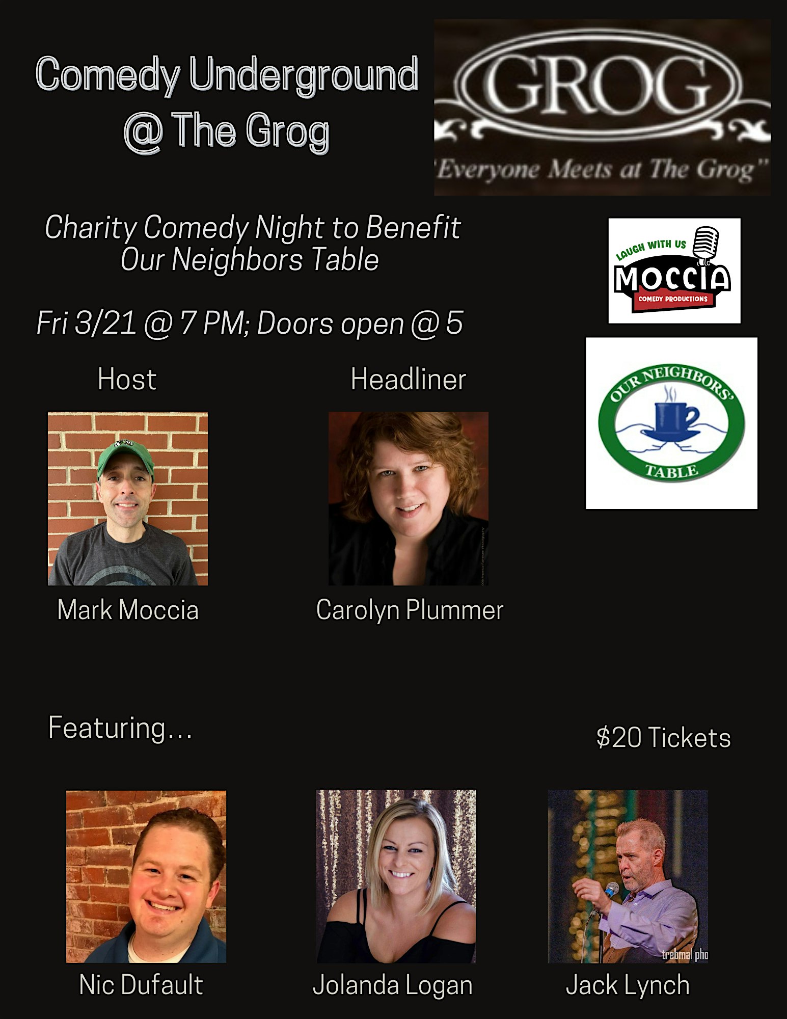 21+ Charity Comedy Underground @ The Grog to benefit Our Neighbor’s Table! – Newburyport, MA